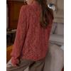 imagePRETTYGARDEN Womens Dressy Casual Lace Blouse Long Sleeve Button Up Shirts Tops Spring Fall Fashion ClothesBrown Red