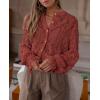 imagePRETTYGARDEN Womens Dressy Casual Lace Blouse Long Sleeve Button Up Shirts Tops Spring Fall Fashion ClothesBrown Red