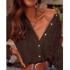 imagePRETTYGARDEN Womens Dressy Casual Lace Blouse Long Sleeve Button Up Shirts Tops Spring Fall Fashion ClothesCoffee