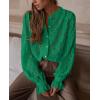 imagePRETTYGARDEN Womens Dressy Casual Lace Blouse Long Sleeve Button Up Shirts Tops Spring Fall Fashion ClothesDark Green