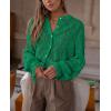 imagePRETTYGARDEN Womens Dressy Casual Lace Blouse Long Sleeve Button Up Shirts Tops Spring Fall Fashion ClothesDark Green