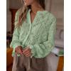 imagePRETTYGARDEN Womens Dressy Casual Lace Blouse Long Sleeve Button Up Shirts Tops Spring Fall Fashion ClothesDusty Green