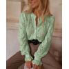 imagePRETTYGARDEN Womens Dressy Casual Lace Blouse Long Sleeve Button Up Shirts Tops Spring Fall Fashion ClothesDusty Green