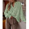 imagePRETTYGARDEN Womens Dressy Casual Lace Blouse Long Sleeve Button Up Shirts Tops Spring Fall Fashion ClothesDusty Green