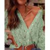 imagePRETTYGARDEN Womens Dressy Casual Lace Blouse Long Sleeve Button Up Shirts Tops Spring Fall Fashion ClothesDusty Green