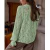 imagePRETTYGARDEN Womens Dressy Casual Lace Blouse Long Sleeve Button Up Shirts Tops Spring Fall Fashion ClothesDusty Green