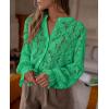 imagePRETTYGARDEN Womens Dressy Casual Lace Blouse Long Sleeve Button Up Shirts Tops Spring Fall Fashion ClothesGreen