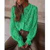 imagePRETTYGARDEN Womens Dressy Casual Lace Blouse Long Sleeve Button Up Shirts Tops Spring Fall Fashion ClothesGreen