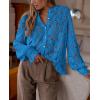 imagePRETTYGARDEN Womens Dressy Casual Lace Blouse Long Sleeve Button Up Shirts Tops Spring Fall Fashion ClothesGrey Blue