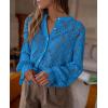 imagePRETTYGARDEN Womens Dressy Casual Lace Blouse Long Sleeve Button Up Shirts Tops Spring Fall Fashion ClothesGrey Blue