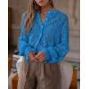 imagePRETTYGARDEN Womens Dressy Casual Lace Blouse Long Sleeve Button Up Shirts Tops Spring Fall Fashion ClothesGrey Blue