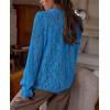 imagePRETTYGARDEN Womens Dressy Casual Lace Blouse Long Sleeve Button Up Shirts Tops Spring Fall Fashion ClothesGrey Blue