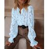 imagePRETTYGARDEN Womens Dressy Casual Lace Blouse Long Sleeve Button Up Shirts Tops Spring Fall Fashion ClothesLight Blue
