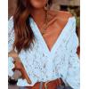 imagePRETTYGARDEN Womens Dressy Casual Lace Blouse Long Sleeve Button Up Shirts Tops Spring Fall Fashion ClothesLight Blue