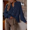 imagePRETTYGARDEN Womens Dressy Casual Lace Blouse Long Sleeve Button Up Shirts Tops Spring Fall Fashion ClothesNavy