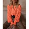 imagePRETTYGARDEN Womens Dressy Casual Lace Blouse Long Sleeve Button Up Shirts Tops Spring Fall Fashion ClothesOrange