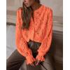 imagePRETTYGARDEN Womens Dressy Casual Lace Blouse Long Sleeve Button Up Shirts Tops Spring Fall Fashion ClothesOrange