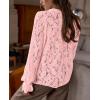 imagePRETTYGARDEN Womens Dressy Casual Lace Blouse Long Sleeve Button Up Shirts Tops Spring Fall Fashion ClothesPink