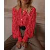 imagePRETTYGARDEN Womens Dressy Casual Lace Blouse Long Sleeve Button Up Shirts Tops Spring Fall Fashion ClothesRed