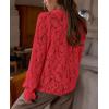 imagePRETTYGARDEN Womens Dressy Casual Lace Blouse Long Sleeve Button Up Shirts Tops Spring Fall Fashion ClothesRed
