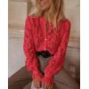 imagePRETTYGARDEN Womens Dressy Casual Lace Blouse Long Sleeve Button Up Shirts Tops Spring Fall Fashion ClothesRed