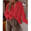 imagePRETTYGARDEN Womens Dressy Casual Lace Blouse Long Sleeve Button Up Shirts Tops Spring Fall Fashion ClothesRed
