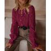 imagePRETTYGARDEN Womens Dressy Casual Lace Blouse Long Sleeve Button Up Shirts Tops Spring Fall Fashion ClothesWine Red
