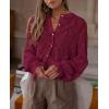 imagePRETTYGARDEN Womens Dressy Casual Lace Blouse Long Sleeve Button Up Shirts Tops Spring Fall Fashion ClothesWine Red