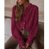 imagePRETTYGARDEN Womens Dressy Casual Lace Blouse Long Sleeve Button Up Shirts Tops Spring Fall Fashion ClothesWine Red