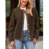 imagePRETTYGARDEN Womens Faux Fur Coat 2025 Fall Fuzzy Fleece Button up Shearling Cropped Jackets Winter Trendy OuterwearCoffee