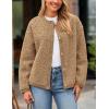imagePRETTYGARDEN Womens Faux Fur Coat 2025 Fall Fuzzy Fleece Button up Shearling Cropped Jackets Winter Trendy OuterwearKhaki