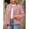imagePRETTYGARDEN Womens Faux Fur Coat 2025 Fall Fuzzy Fleece Button up Shearling Cropped Jackets Winter Trendy OuterwearPink