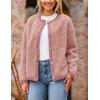 imagePRETTYGARDEN Womens Faux Fur Coat 2025 Fall Fuzzy Fleece Button up Shearling Cropped Jackets Winter Trendy OuterwearPink