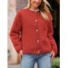 imagePRETTYGARDEN Womens Faux Fur Coat 2025 Fall Fuzzy Fleece Button up Shearling Cropped Jackets Winter Trendy OuterwearRed