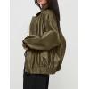 imagePRETTYGARDEN Womens Faux Leather Motorcycle Jacket Trendy Fall Spring Clothes Oversized Zip Up Winter Coat OuterwearArmy Green