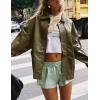 imagePRETTYGARDEN Womens Faux Leather Motorcycle Jacket Trendy Fall Spring Clothes Oversized Zip Up Winter Coat OuterwearArmy Green