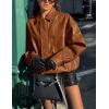 imagePRETTYGARDEN Womens Faux Leather Motorcycle Jacket Trendy Fall Spring Clothes Oversized Zip Up Winter Coat OuterwearBrown