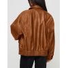 imagePRETTYGARDEN Womens Faux Leather Motorcycle Jacket Trendy Fall Spring Clothes Oversized Zip Up Winter Coat OuterwearBrown