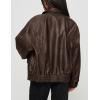 imagePRETTYGARDEN Womens Faux Leather Motorcycle Jacket Trendy Fall Spring Clothes Oversized Zip Up Winter Coat OuterwearDark Coffee