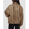 imagePRETTYGARDEN Womens Faux Leather Motorcycle Jacket Trendy Fall Spring Clothes Oversized Zip Up Winter Coat OuterwearKhaki