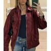 imagePRETTYGARDEN Womens Faux Leather Motorcycle Jacket Trendy Fall Spring Clothes Oversized Zip Up Winter Coat OuterwearStyle2wine Red