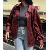 imagePRETTYGARDEN Womens Faux Leather Motorcycle Jacket Trendy Fall Spring Clothes Oversized Zip Up Winter Coat OuterwearStyle2wine Red