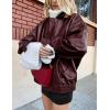imagePRETTYGARDEN Womens Faux Leather Motorcycle Jacket Trendy Fall Spring Clothes Oversized Zip Up Winter Coat OuterwearWine Red