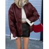 imagePRETTYGARDEN Womens Faux Leather Motorcycle Jacket Trendy Fall Spring Clothes Oversized Zip Up Winter Coat OuterwearWine Red