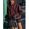 imagePRETTYGARDEN Womens Faux Leather Motorcycle Jacket Trendy Fall Spring Clothes Oversized Zip Up Winter Coat OuterwearWine Red