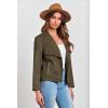 imagePRETTYGARDEN Womens Faux Suede Jackets 2025 Fashion Fall Clothes Long Sleeve Open Front Cropped Coat OutwearArmy Green