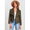 imagePRETTYGARDEN Womens Faux Suede Jackets 2025 Fashion Fall Clothes Long Sleeve Open Front Cropped Coat OutwearArmy Green