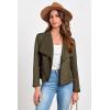 imagePRETTYGARDEN Womens Faux Suede Jackets 2025 Fashion Fall Clothes Long Sleeve Open Front Cropped Coat OutwearArmy Green