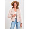 imagePRETTYGARDEN Womens Faux Suede Jackets 2025 Fashion Fall Clothes Long Sleeve Open Front Cropped Coat OutwearBeige Apricot