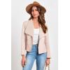 imagePRETTYGARDEN Womens Faux Suede Jackets 2025 Fashion Fall Clothes Long Sleeve Open Front Cropped Coat OutwearBeige Apricot